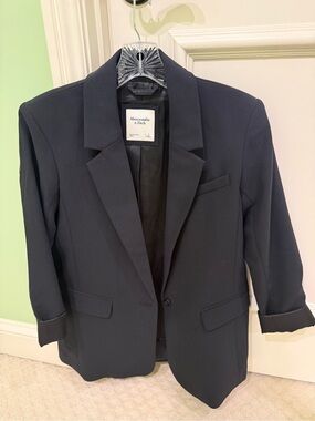 Abercrombie & Fitch Women's Black Classic Single-Button Blazer